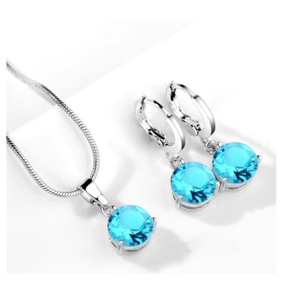 3PCS SILVER PLATED RHINESTONE NECKLACE